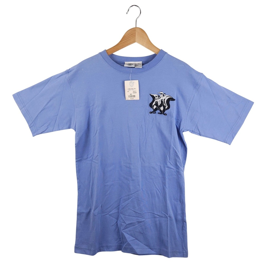 NWT Vintage 1994 Looney Tunes Pepe Le Pew Embroidered T-Shirt XS Periwinkle 90s - Picture 1 of 13